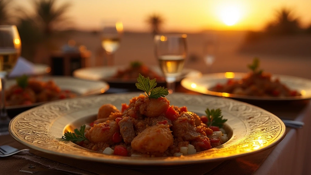Traditionelle omanische Kueche in der 1000 Nights Camp bei Sonnenuntergang
