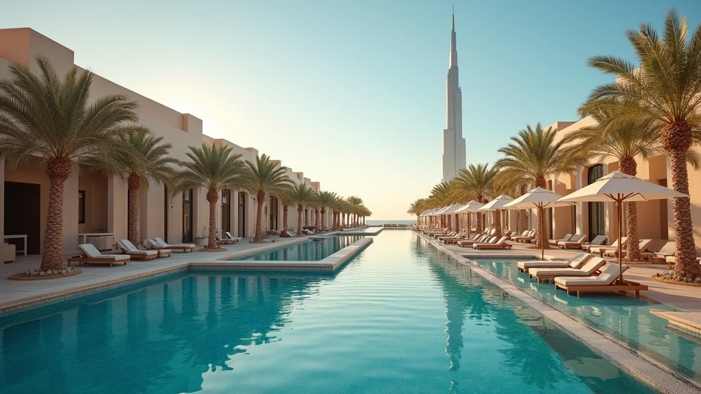 Dubai Wueste Sandduenen Skyline Goldene Stunde
