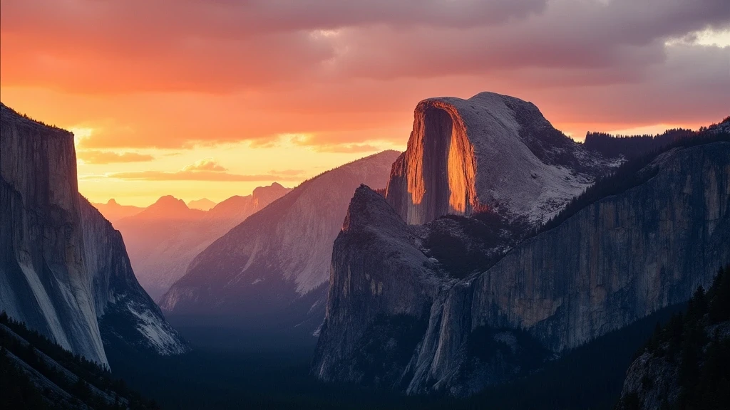 El Capitan bei Sonnenuntergang mit warmen Farben in Yosemite Nationalpark