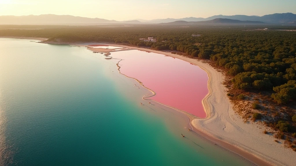 Goldene Stunde Luftaufnahme von Ses Salines Naturpark in Ibiza mit Salzfeldern