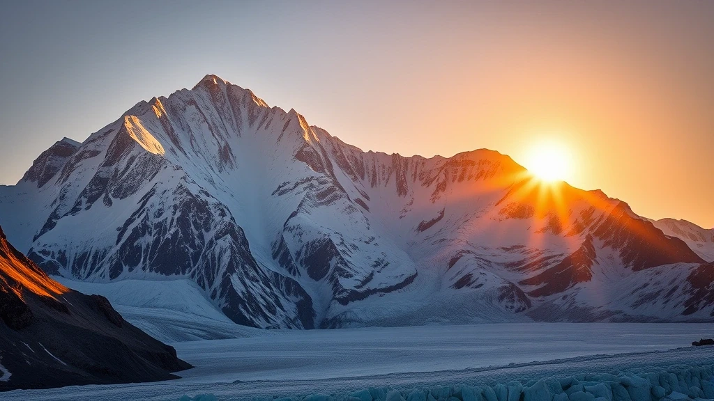 Goldene Stunde auf dem Baltoro-Gletscher mit Blick auf K2 und Broad Peak