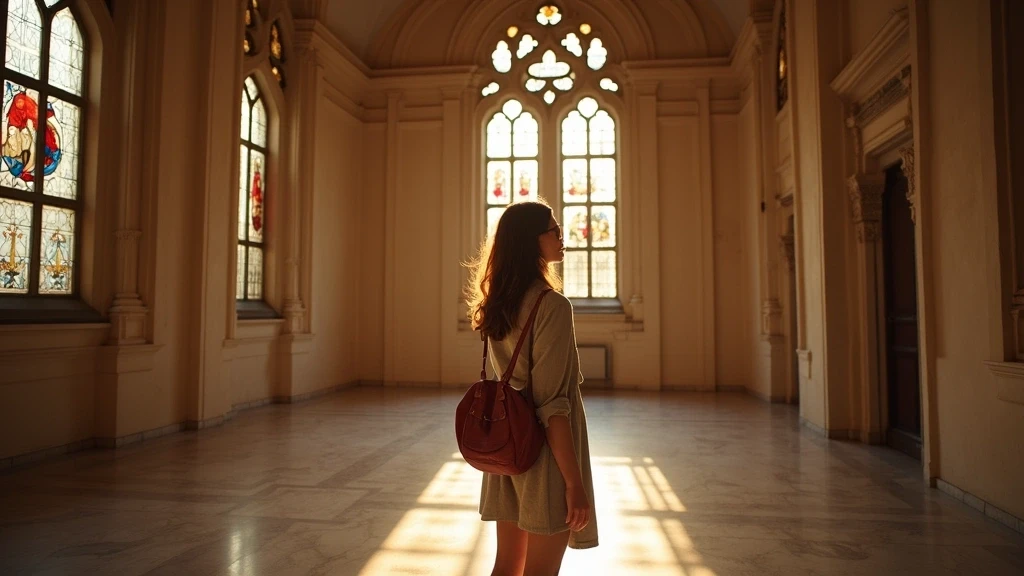 Stylische Reisende bewundert barocke Architektur in der St. John's Co-Kathedrale in Valletta