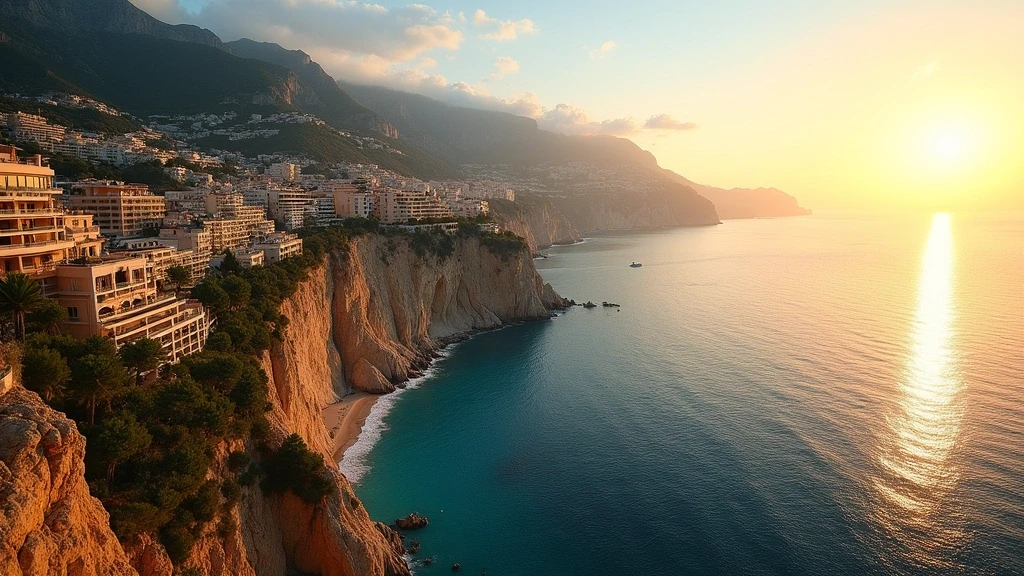 Panoramablick auf die Kueste von Monaco von Tete de Chien aus