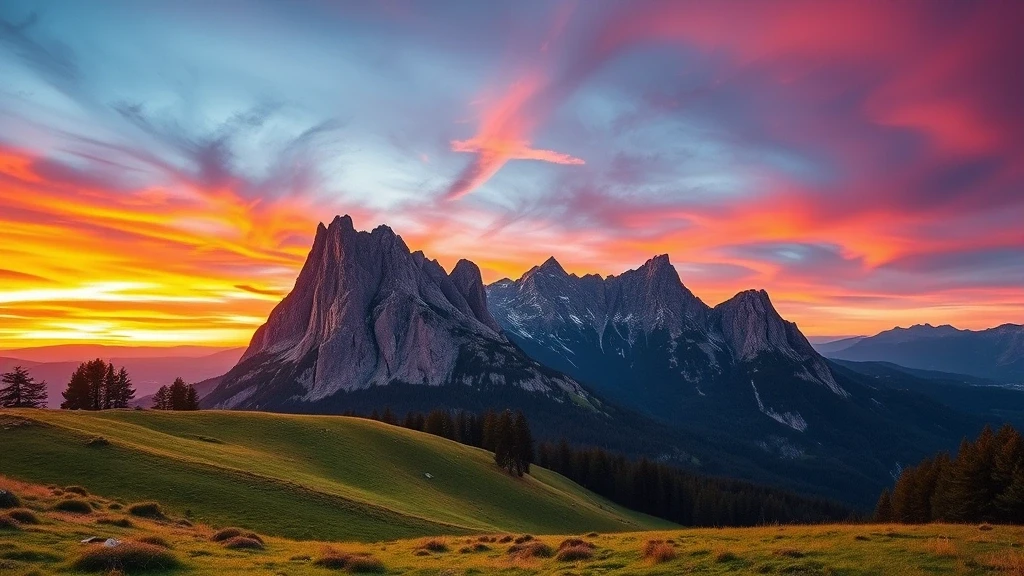 Panorama des Untersbergs bei Sonnenuntergang in Salzburg mit dramatischem Alpenhimmel